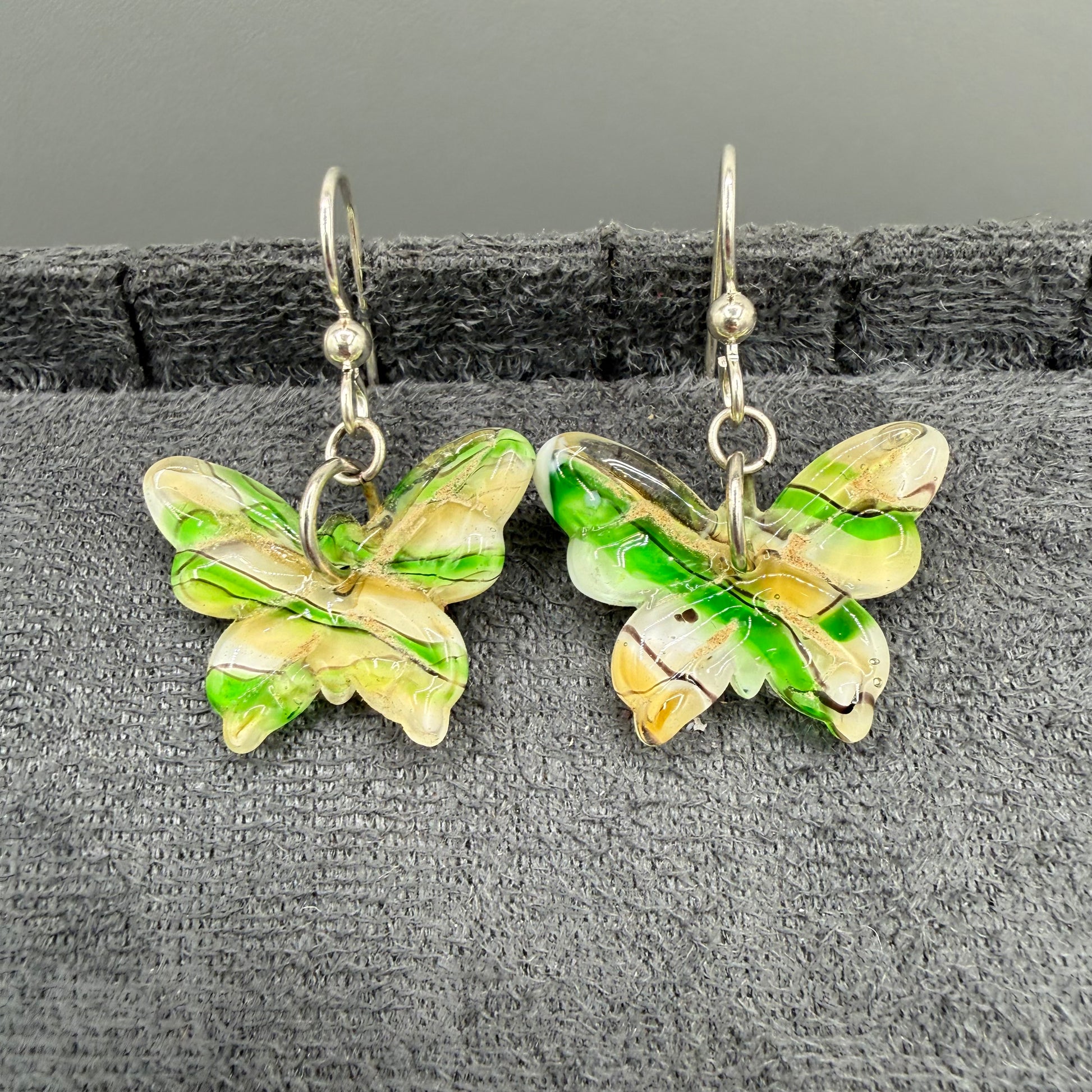 Colored Glass Butterfly Earrings