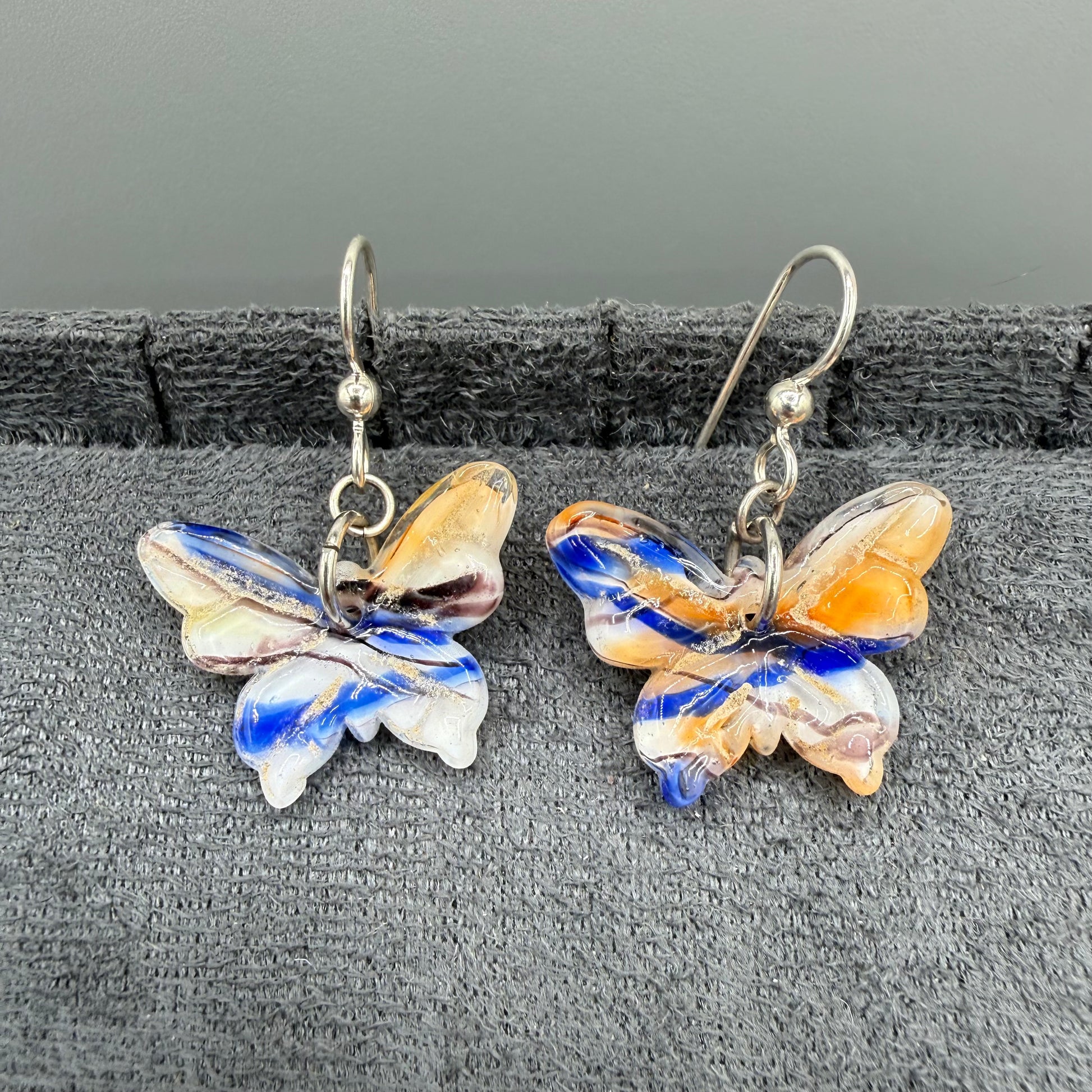 Colored Glass Butterfly Earrings
