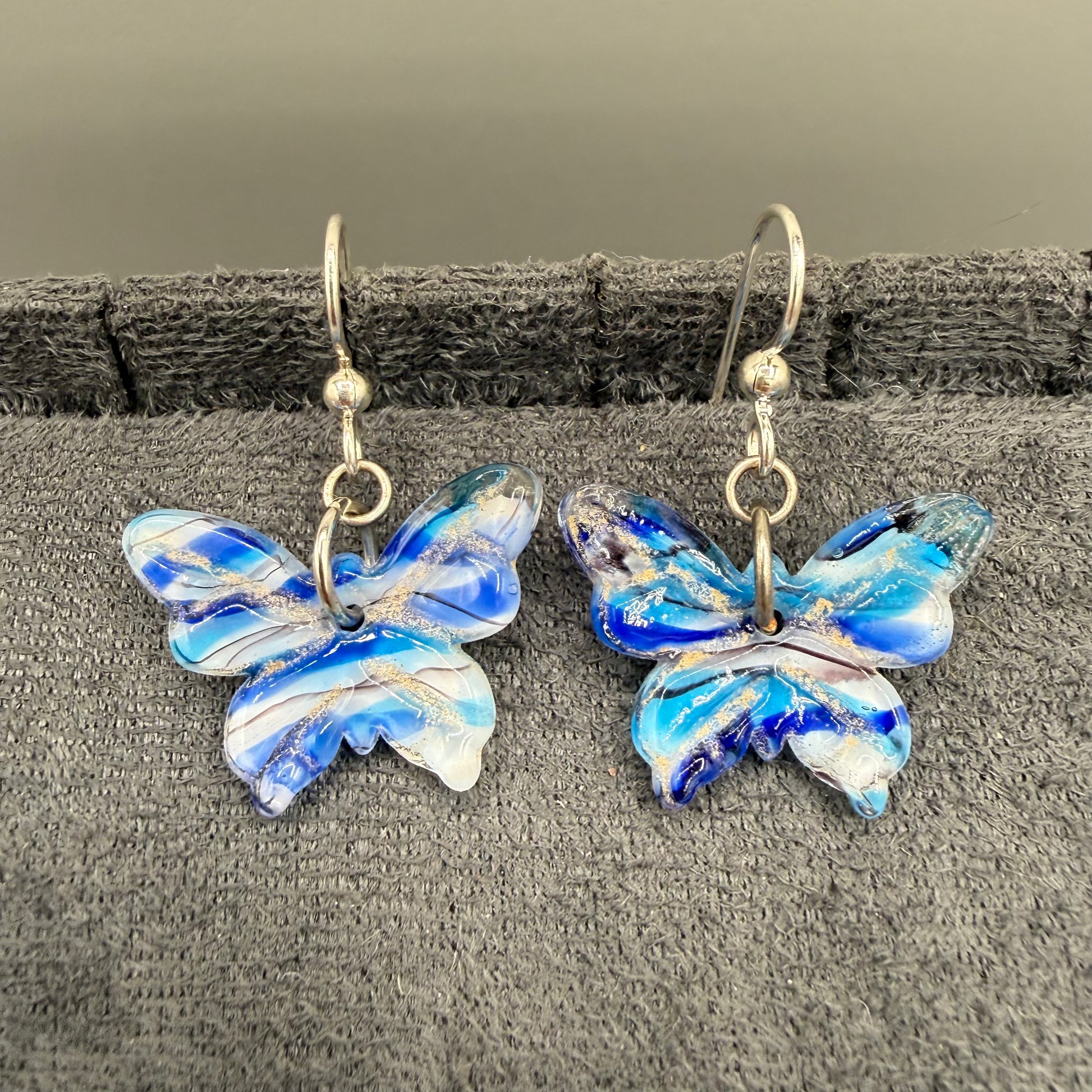 Colored Glass Butterfly Earrings