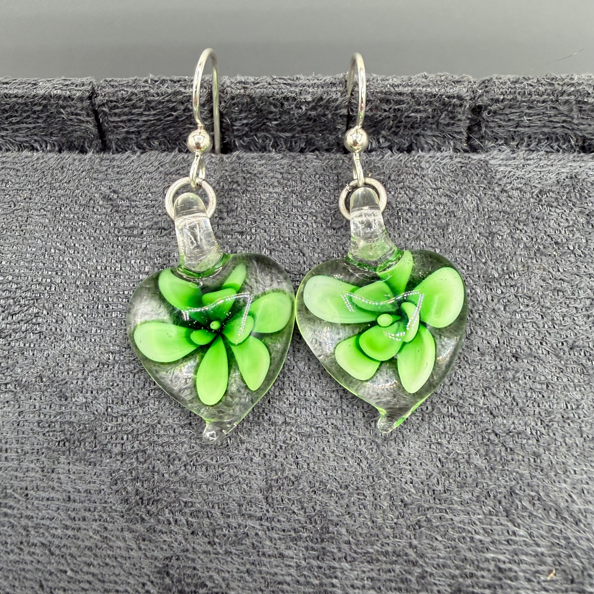 Colored Glass Heart Earrings