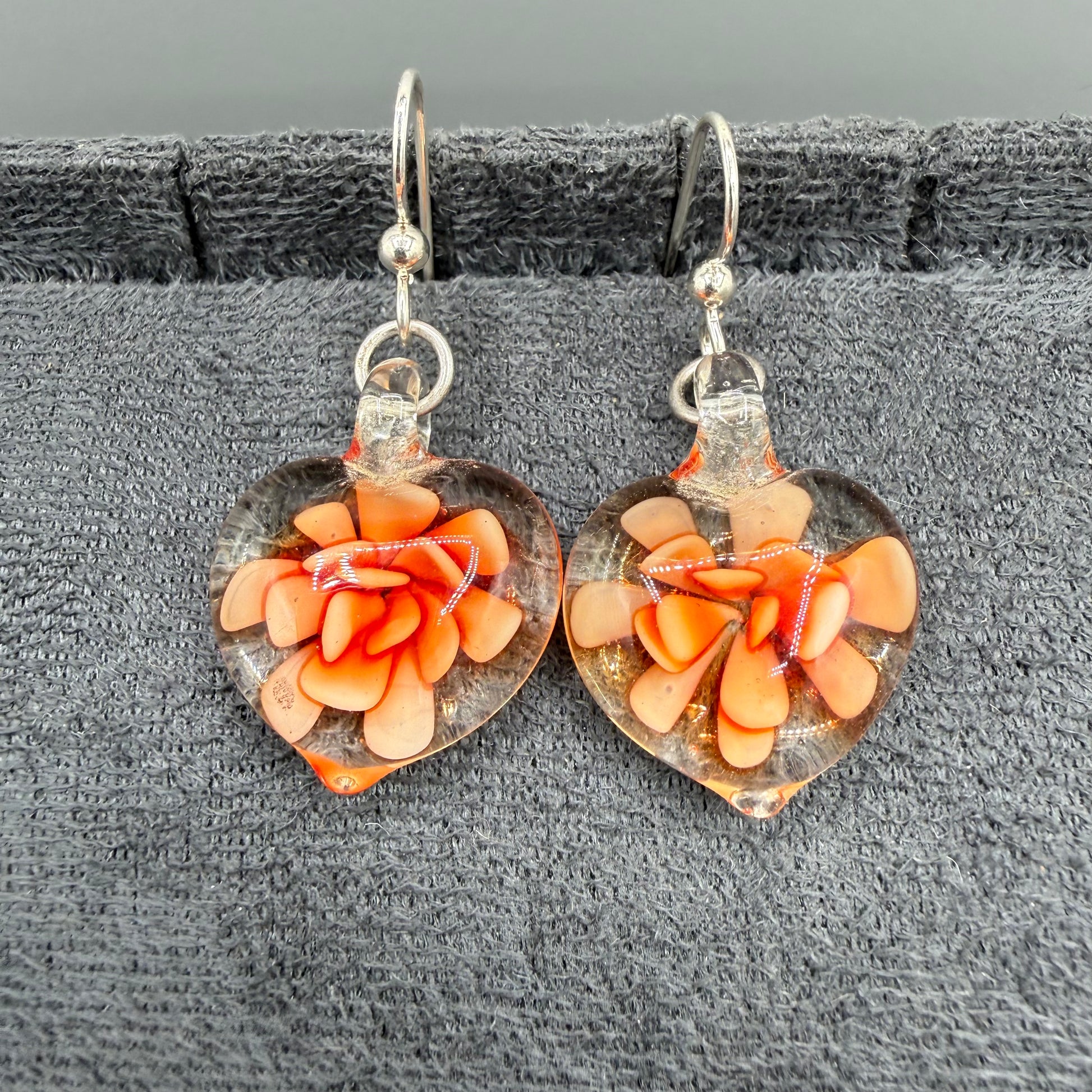 Colored Glass Heart Earrings