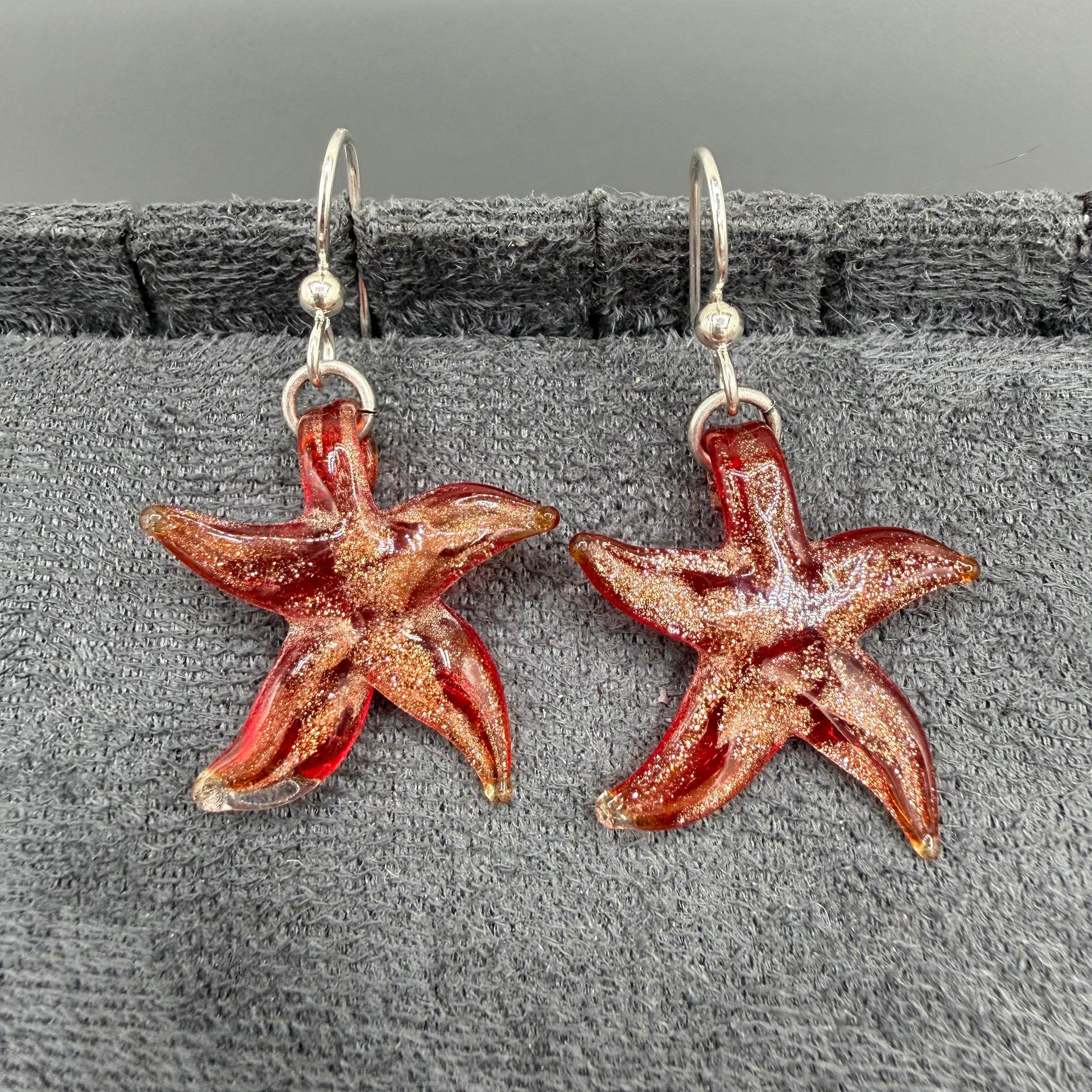 Colored Glass Starfish Earrings