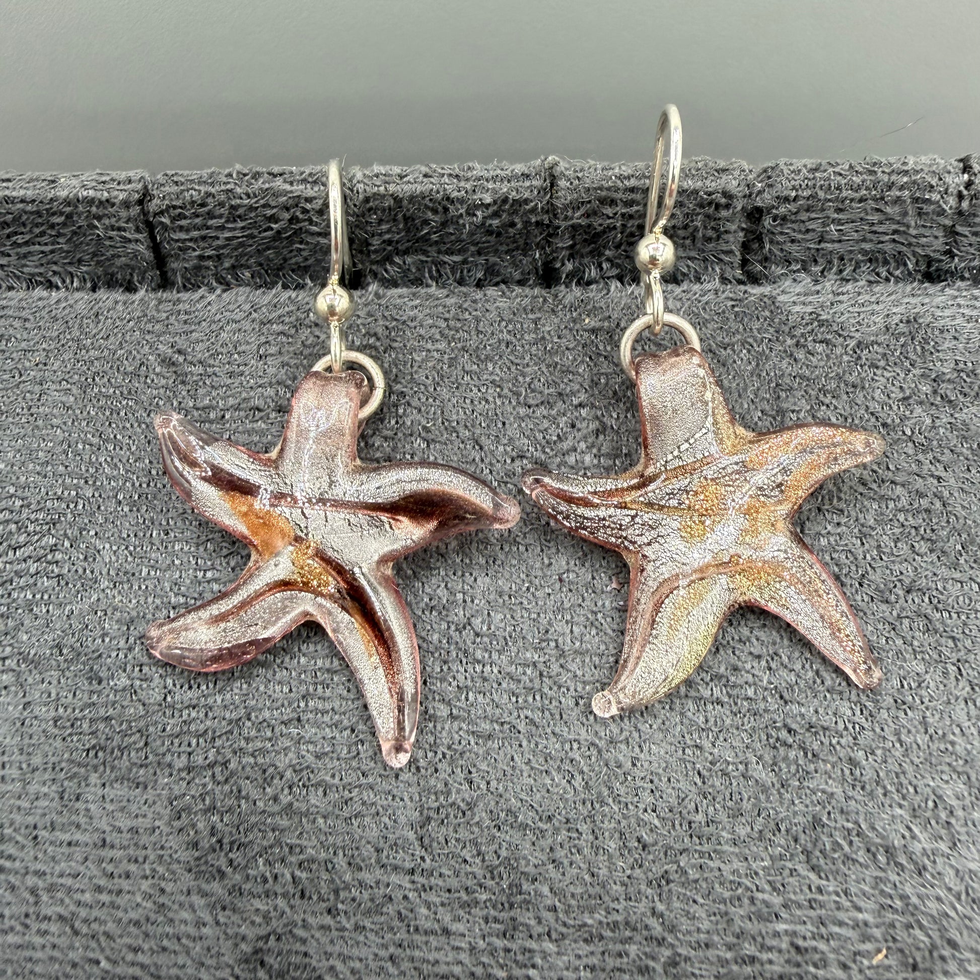 Colored Glass Starfish Earrings