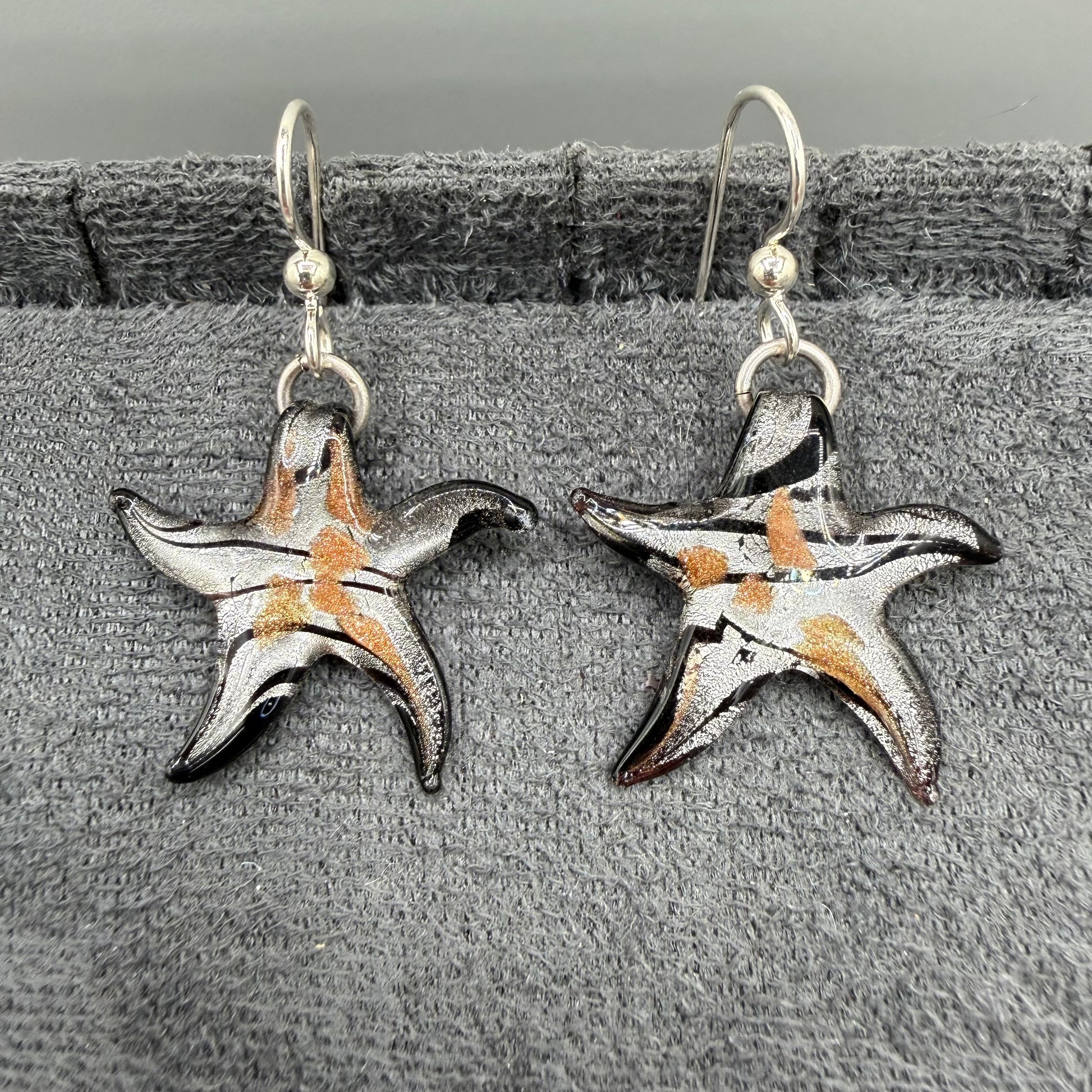 Colored Glass Starfish Earrings