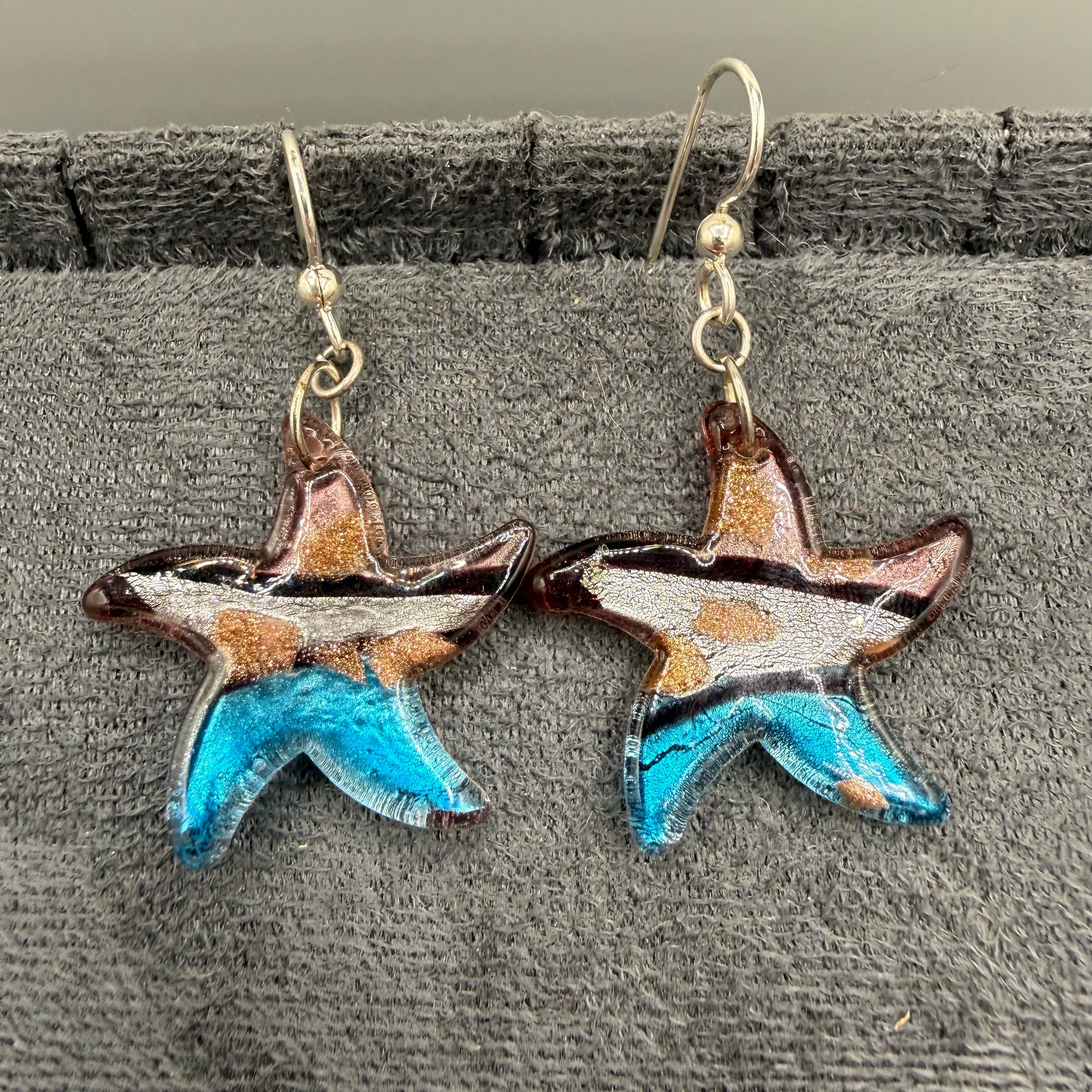 Colored Glass Starfish Earrings