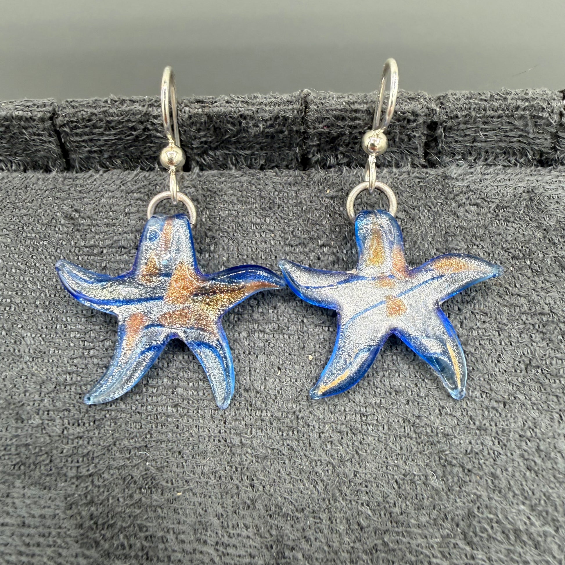 Colored Glass Starfish Earrings
