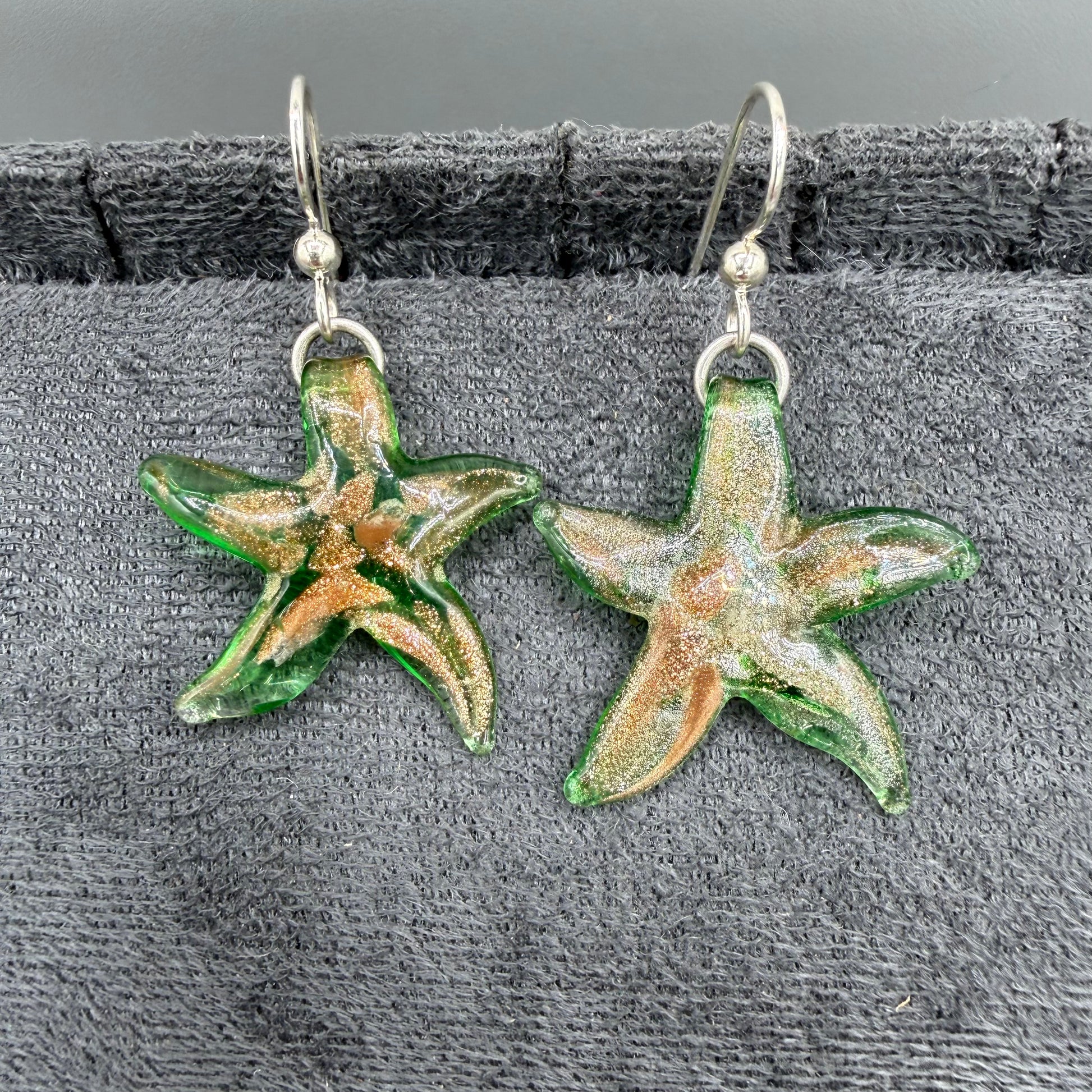Colored Glass Starfish Earrings