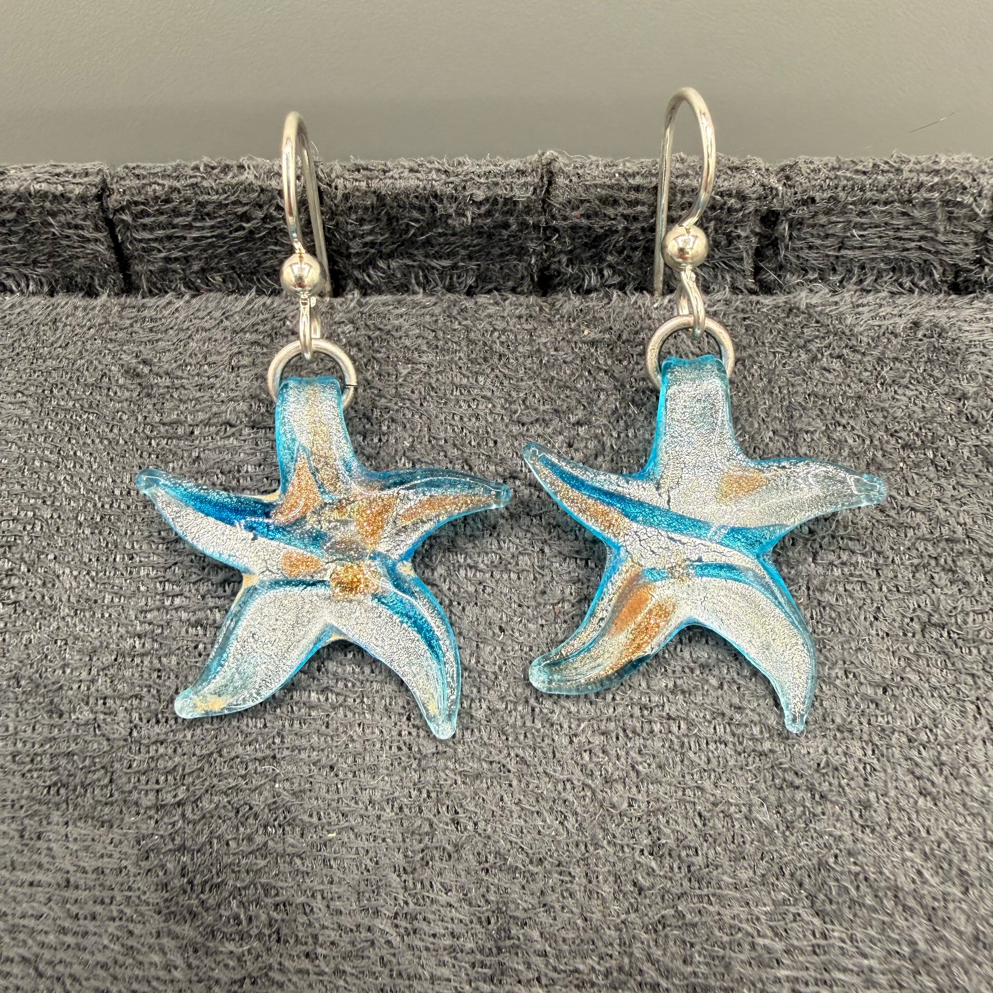 Colored Glass Starfish Earrings