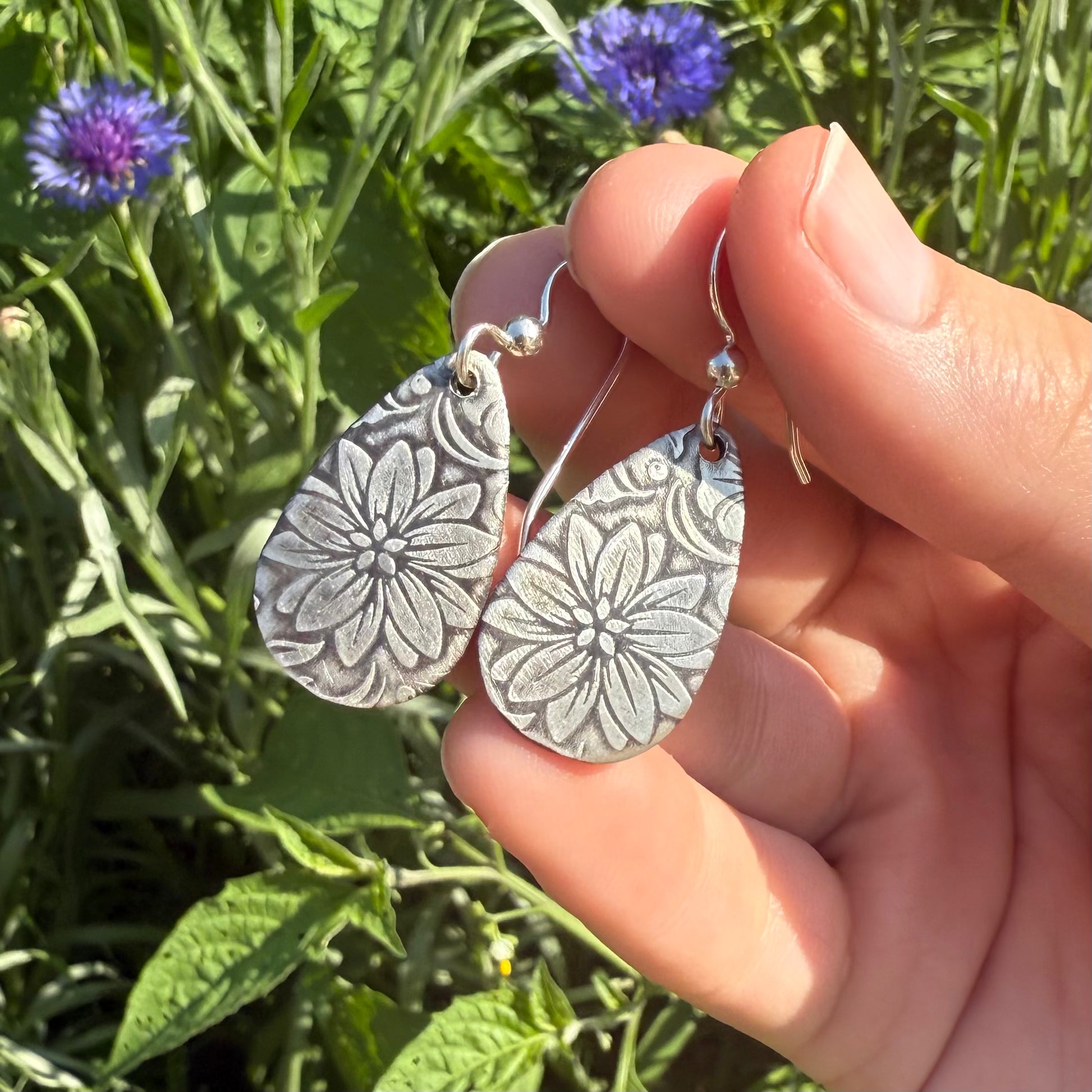 Flower Sterling Silver Earrings
